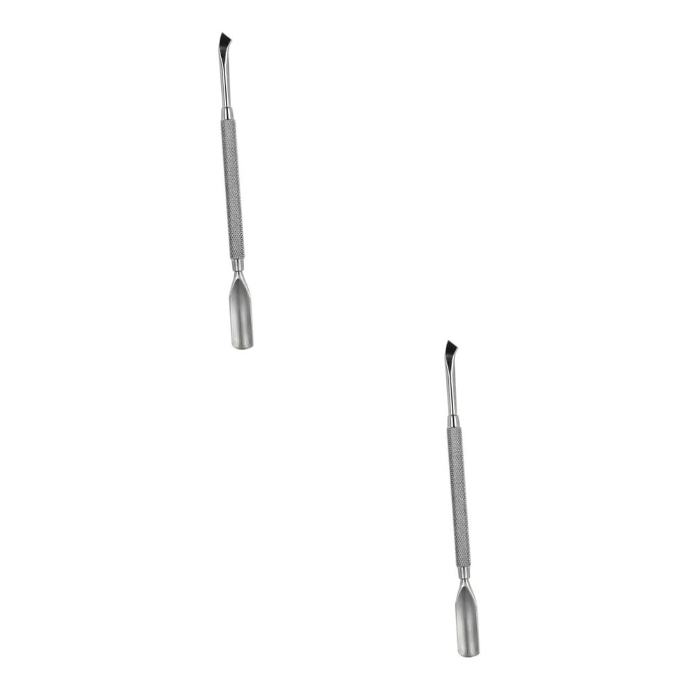 FRCOLOR 2pcs Stainless Steel Double-ended Cuticle Pusher for Nail Care Ergonomic Dead Skin Tool Professional Manicure and Pedicure Essential Nail Cleaning Stick