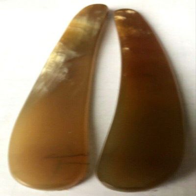 2 Real Ox Horn Handles to Restore Straight Razors With Brass Hardware