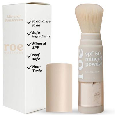 Roe Wellness- Kids SPF 50 Brush On Mineral Sunscreen Powder EWG, Reef-Friendly, Easy to Apply for Kids, Babies & Parents