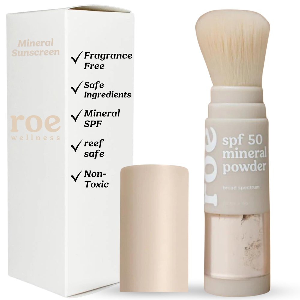 Roe Wellness- Kids SPF 50 Brush On Mineral Sunscreen Powder EWG, Reef-Friendly, Easy to Apply for Kids, Babies & Parents