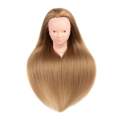 100% Real Hair Training Head with Shoulder Hairstyles Dummy Doll Mannequin Head for Hairdresser Manikin Head 60cm Gold