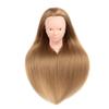 100% Real Hair Training Head with Shoulder Hairstyles Dummy Doll Mannequin Head for Hairdresser Manikin Head 60cm Gold view 1