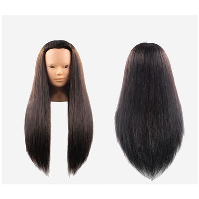 20 Inch 80% Real Human Hair Training Hair Hairdresser Mannequin Heads Doll Head Long Hair Hairstyle Practice Head Beauty for Hairstyles Display Doll Dummy Doll D