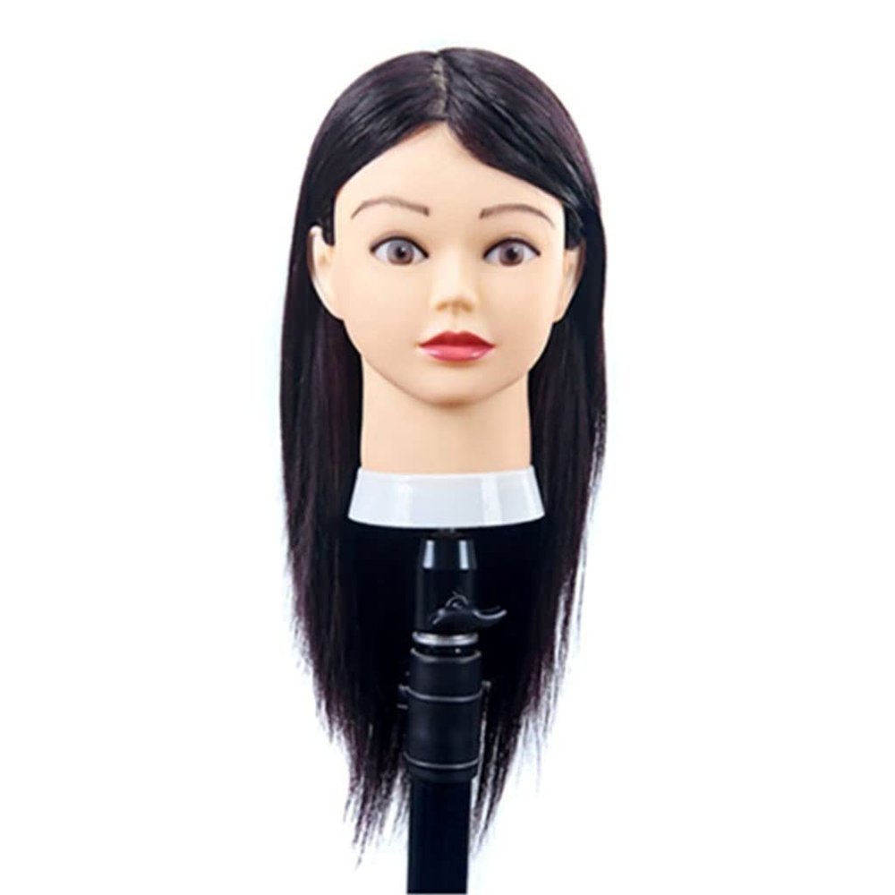 100% Real Hair Hairdressing Training Head Hairstyle Doll Headl with Shoulder Braiding Curling Practice Mannequin Head 10/12/14/16/18 Inch 18inches