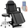 Icoget Fully Electric Tattoo Bed Esthetician Spa Chair with 3 Motor, Remote Control Height and Angle Facial Bed, 4 Section Professional Beauty Chair Massage Table, Black, Stool Included view 1