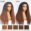 1B/30 Ombre Color Kinky Straight Hair Wig with Curly Baby Hair HD Transparent 13X6 Lace Front Wigs Human Hair 4C kinky Edges Human Hair Yaki Straight Wigs 150% Density Brazilian Hair Wig view 2
