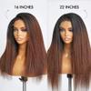 1B/30 Ombre Color Kinky Straight Hair Wig with Curly Baby Hair HD Transparent 13X6 Lace Front Wigs Human Hair 4C kinky Edges Human Hair Yaki Straight Wigs 150% Density Brazilian Hair Wig view 3