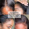1B/30 Ombre Color Kinky Straight Hair Wig with Curly Baby Hair HD Transparent 13X6 Lace Front Wigs Human Hair 4C kinky Edges Human Hair Yaki Straight Wigs 150% Density Brazilian Hair Wig view 4