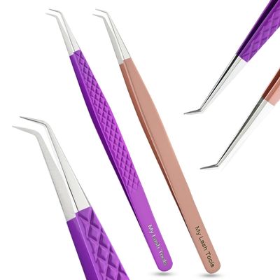 2pcs Curved Isolation Tweezers for Eyelash Extensions  14cm Stainless Steel, Best for Individual Isolation & Classic Lashes