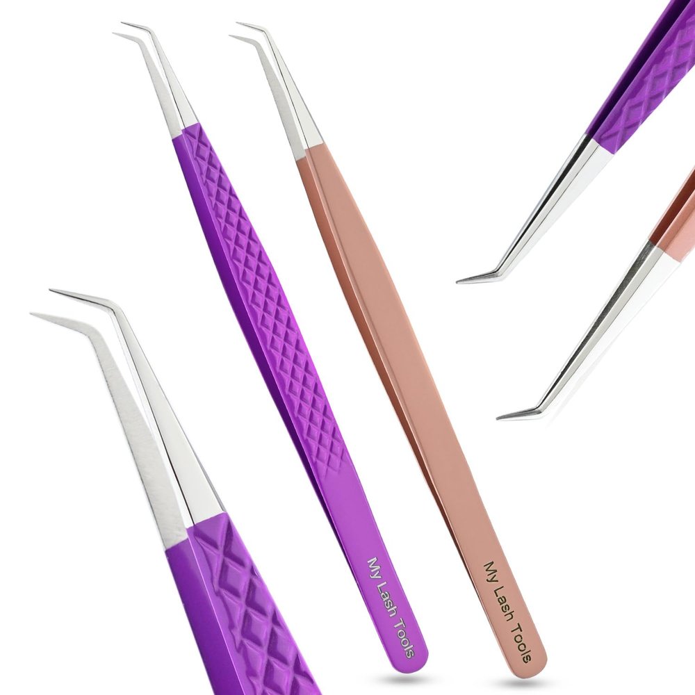 2pcs Curved Isolation Tweezers for Eyelash Extensions  14cm Stainless Steel, Best for Individual Isolation & Classic Lashes