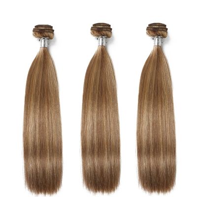 Virgin One Piece Honey Blonde Double Drawn Brazilian Mink Silky Straight Remy Human Hair Weave Bundles P10-16 14inches#>=40%