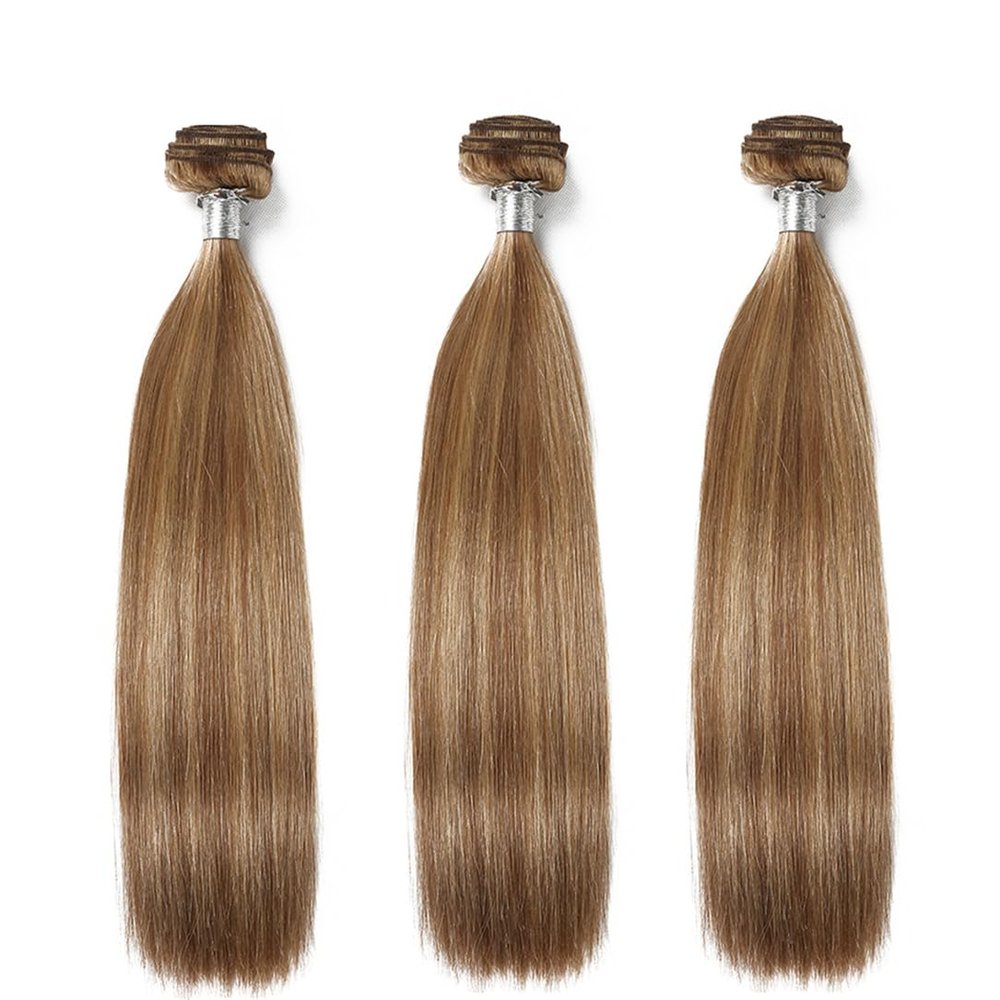 Virgin One Piece Honey Blonde Double Drawn Brazilian Mink Silky Straight Remy Human Hair Weave Bundles P10-16 14inches#>=40%