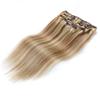 Clips In Hair 7Pcs Human Hair Extensions Brazilian Straight Brown Color Remy Hair Extension #613 14inches#>=35% view 3
