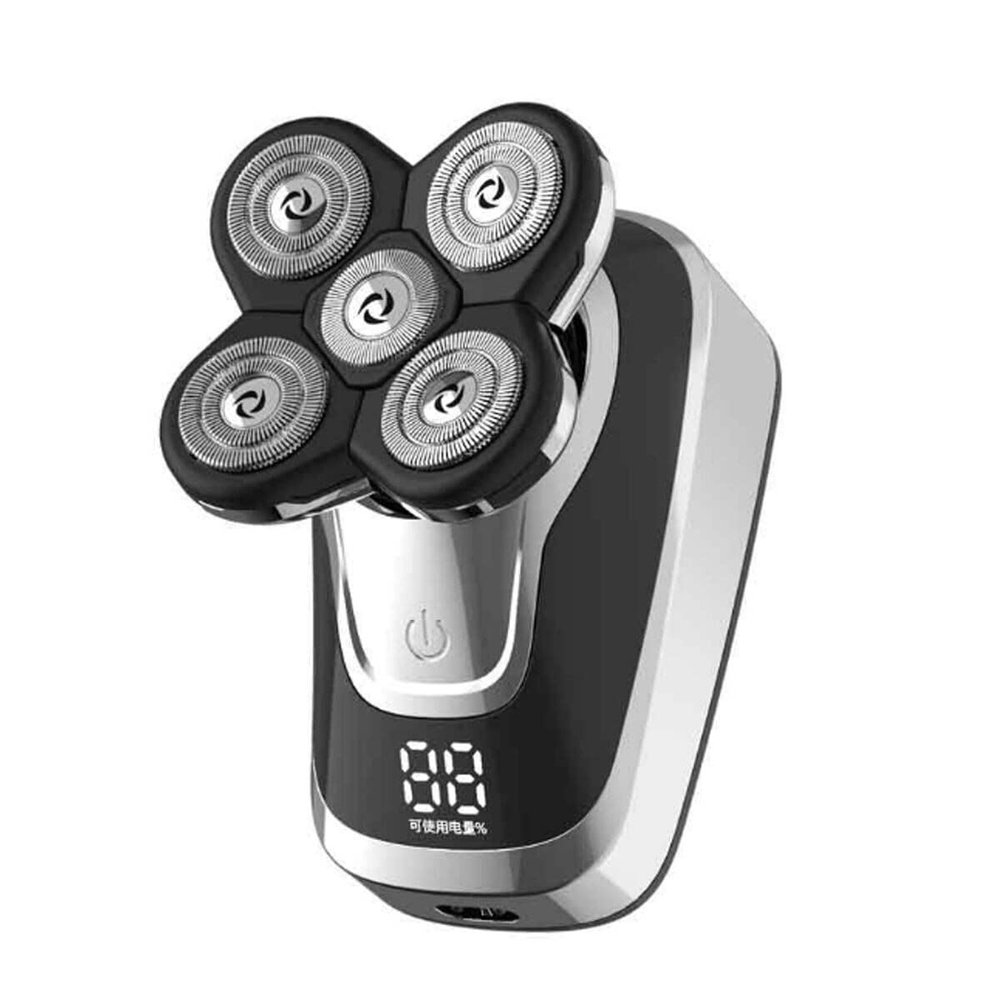 Head Shavers for Bald Men, 5 in 1 Electric Shaver USB Rechargeable IPX5 Multifunctional Grooming kit for Men Women Bald Head Polish Hair Clipper Trimmer (Color : Black)