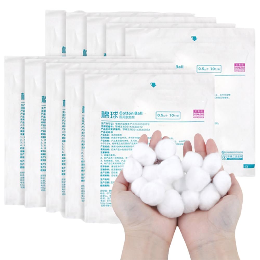 Big Cotton Ball, Soft and Fluffy Large Cotton Balls for Face, Eyes, and Baby Care, 0.5g/pcs - 10 Pack for Gentle Skincare and Makeup Removal