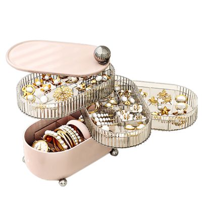360 Degree Rotating Makeup Organizerand Storage,Cosmetic Display Cases for Bathroom Desk and Dresser Vanity Countertop Make Up Shelf Holder Gift for Women Girls (4 Tier, Pink)