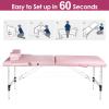 Masajeo Portable Lash Bed for Lash Extensions Massage Table with Eyelash Pillow Esthetician Bed Spa Table Spa Bed Height Adjustable Waterproof Aluminum Frame (Pink) view 4
