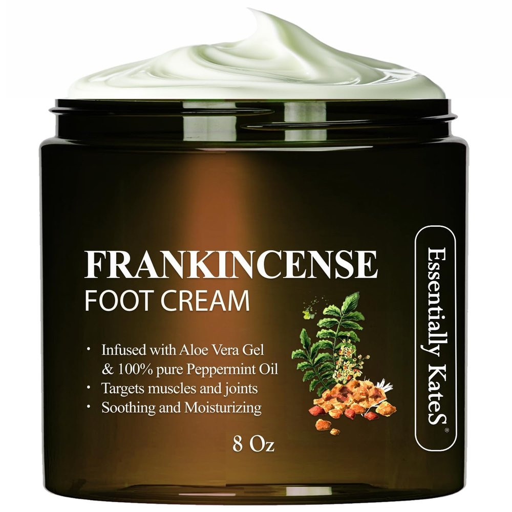 Essentially KateS Frankincense Oil Foot Cream 8 Fl Oz - Fight Soreness and Stiffness in Tired Feet - Footsole, Achilles, Footbridge, Ankle and Foothill Cream