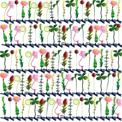 100 pcs Bean Sprout Hair Clip Funny Barrette Headwear Plant Hairpins Mixed Style Little Grass Flower Butterfly Mushroom Hair Accessories for Girls Women Party Scool Home