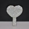 Daofaith Handheld Mirror Heart Shaped Mirror Cosmetic Hand Mirror with Handle, Sparkling Rhinestone Cute Hand Mirror for Women Girls, White view 1