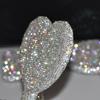 Daofaith Handheld Mirror Heart Shaped Mirror Cosmetic Hand Mirror with Handle, Sparkling Rhinestone Cute Hand Mirror for Women Girls, White view 2