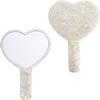 Daofaith Handheld Mirror Heart Shaped Mirror Cosmetic Hand Mirror with Handle, Sparkling Rhinestone Cute Hand Mirror for Women Girls, White view 3