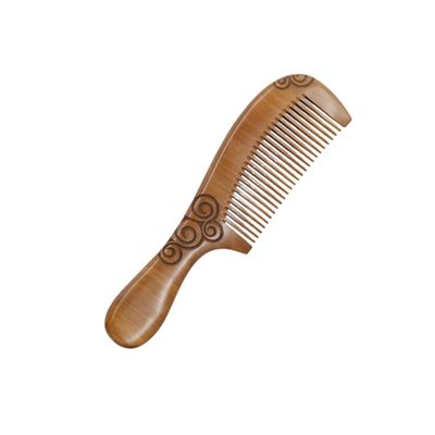 FOMIYES Natural Wood Hair Comb Round Handle for Scalp Massage Fine Tooth Static-free