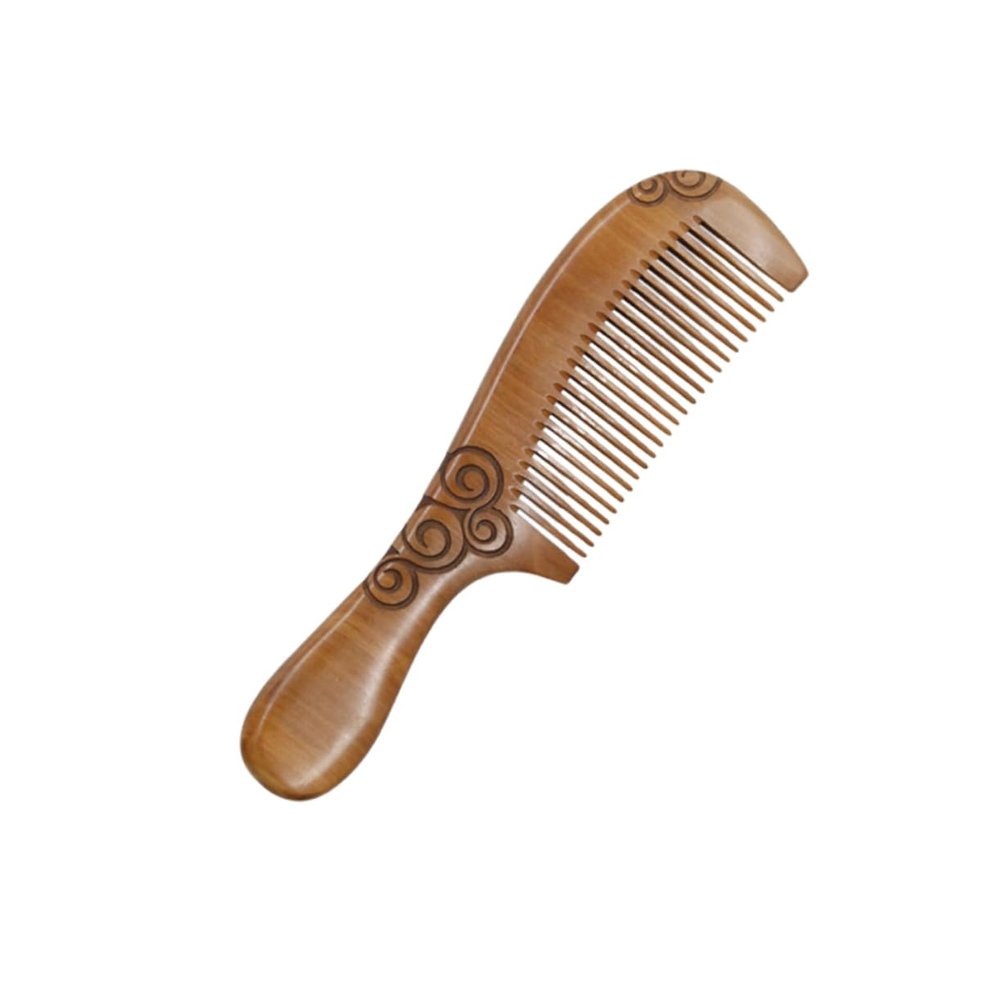 FOMIYES Natural Wood Hair Comb Round Handle for Scalp Massage Fine Tooth Static-free