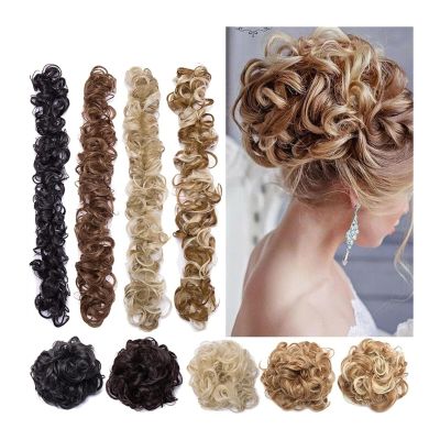 messy bun hair piece Messy Bun Hair Piece 31.4inches Long Tousled Updo Fluffy Hair Bun Ponytail Extensions Wrap Around DIY Curly Long Hairpiece Bridal Hairstyle bun hair pieces for women ( Color : 12H