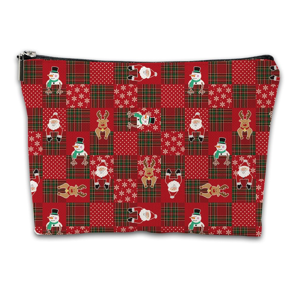 iapodiad Makeup Bag Santa Claus Personalized Cosmetic Bags with Zipper Waterproof Cute Makeup Pouch,Women Gift Idea Cosmetic Pouch
