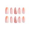 24 Pcs Medium Press on Nails Square Fake Nails Glossy Flash Powder Glue on Nails Full Cover Orange Gradient Stick on Nails with Design Artificial False Nails Acrylic Nails for Women Or Girl Manicure view 4