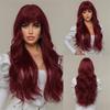 GSJING Long Curly Wavy Full Wig with Bangs Women Lady Synthetic Hair Costume Daily Use Heat Resistant Glueless Halloween Costume Cosplay (Red(lc2074-1) 26inch) view 1