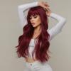 GSJING Long Curly Wavy Full Wig with Bangs Women Lady Synthetic Hair Costume Daily Use Heat Resistant Glueless Halloween Costume Cosplay (Red(lc2074-1) 26inch) view 2