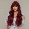 GSJING Long Curly Wavy Full Wig with Bangs Women Lady Synthetic Hair Costume Daily Use Heat Resistant Glueless Halloween Costume Cosplay (Red(lc2074-1) 26inch) view 3