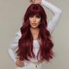 GSJING Long Curly Wavy Full Wig with Bangs Women Lady Synthetic Hair Costume Daily Use Heat Resistant Glueless Halloween Costume Cosplay (Red(lc2074-1) 26inch) view 4