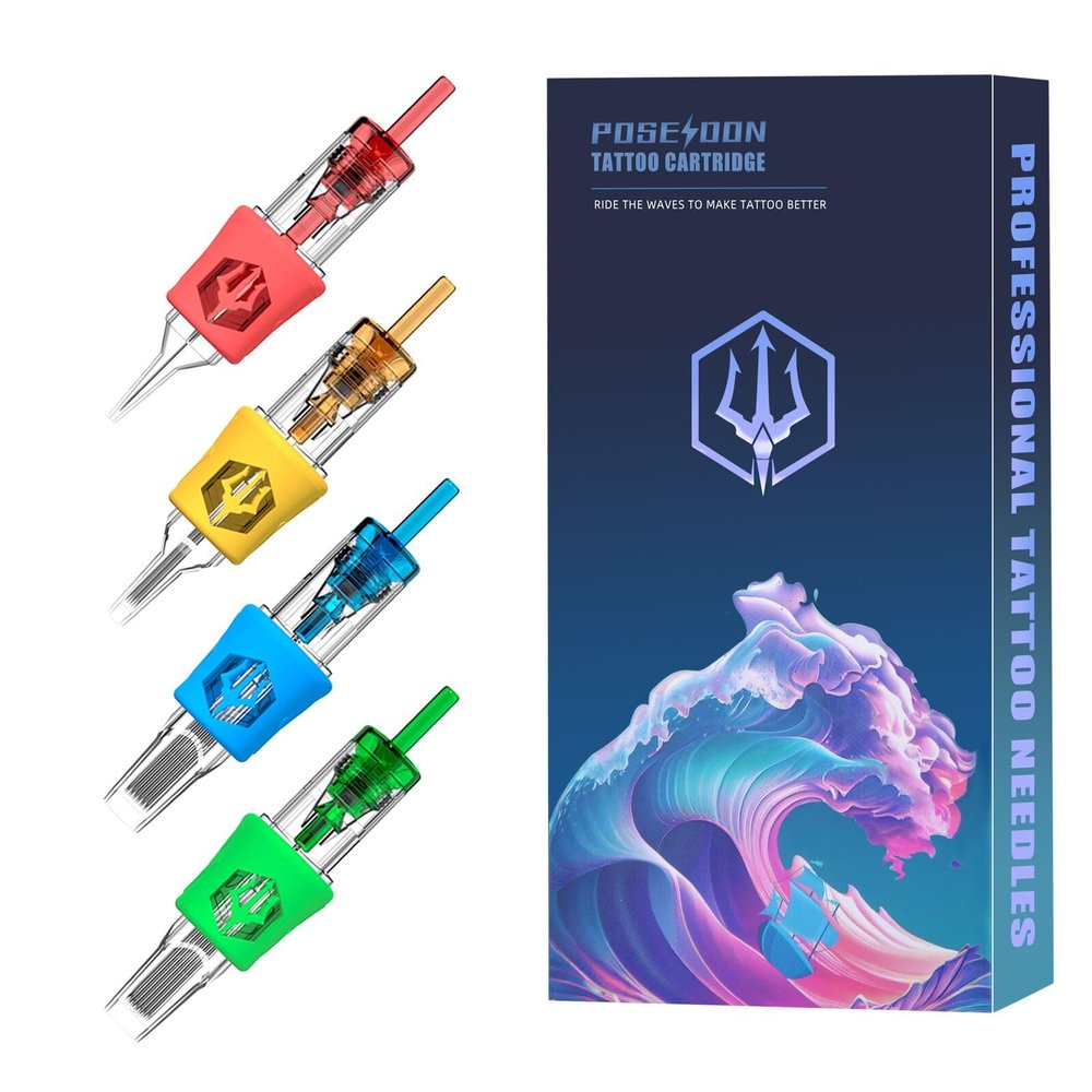 POSEIDON Tattoo Cartridges Needles 20PCS Tattoo Needles with Membrane Safety Cartridges Disposable # 12 Standard Magnum Tattoo Needle for Tattoo Pen1209M1