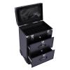 BANLICALI 3-Tier Aluminum Alloy Rolling Makeup Case with Universal Wheel and Dividers, Retractable Handle, Free Standing Cosmetics Storage Organizer Make-Up Station Black Max.Load 50kg/110.3lbs view 1