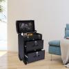 BANLICALI 3-Tier Aluminum Alloy Rolling Makeup Case with Universal Wheel and Dividers, Retractable Handle, Free Standing Cosmetics Storage Organizer Make-Up Station Black Max.Load 50kg/110.3lbs view 3