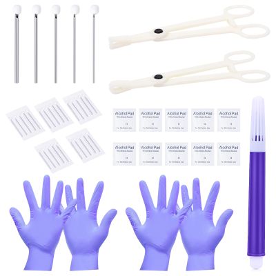 DJCIW 40PCS Mixed Piercing Needles Piercing Tool Kit with Disposable Clamps for Ear Cartilage Nose Septum Belly Nipple Lip Tongue Eyebrow Piercing