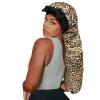 Isshin Beauty Satin Silk Bonnet Hair Cap: Long Bonnets with Elastic Tie Band Adjustable Straps Jumbo Size (Leopard) view 2