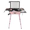 BANLICALI Makeup Bag, Aluminum Alloy Rolling Makeup Case with LED Light, Mirror and Wheels, Adjustable Legs, Free Standing Cosmetic Train Table Make-Up Station Pink Max.Load 50kg/110.23lbs view 1