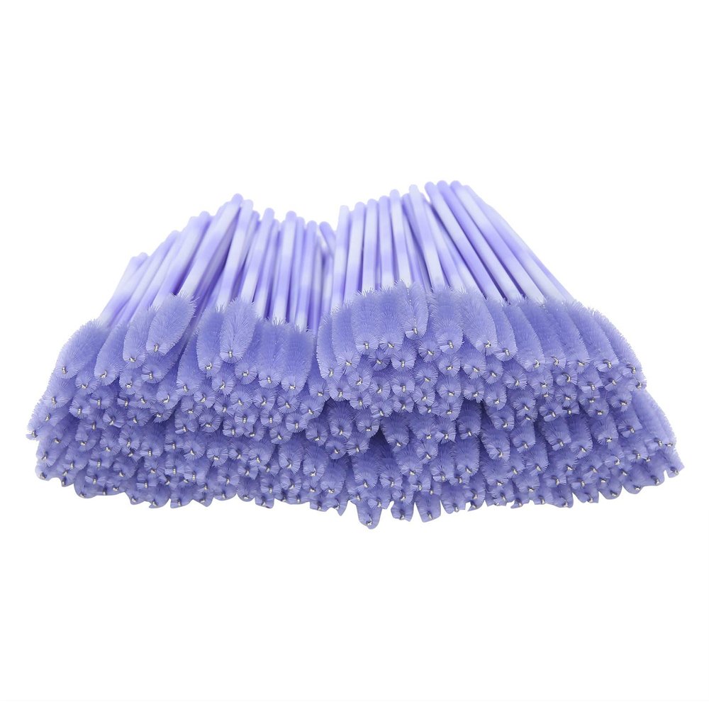 200pcs Mascara Wands Applicator Disposable Eyebrow Brush Set Eyelash Extension Cosmetic Tool Eyebrow Brush Makeup Set(Light purple)