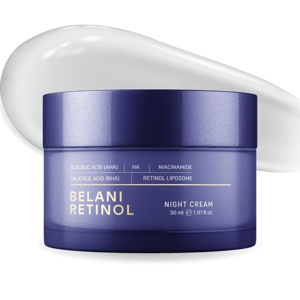 ABERA Belani Retinol Night Cream with Collagen & Hyaluronic Acid  Anti-Wrinkle, Fine Line Smoother, Even Skin Tone, Hydrating Facial Moisturizer for Women (1.01 Fl Oz)