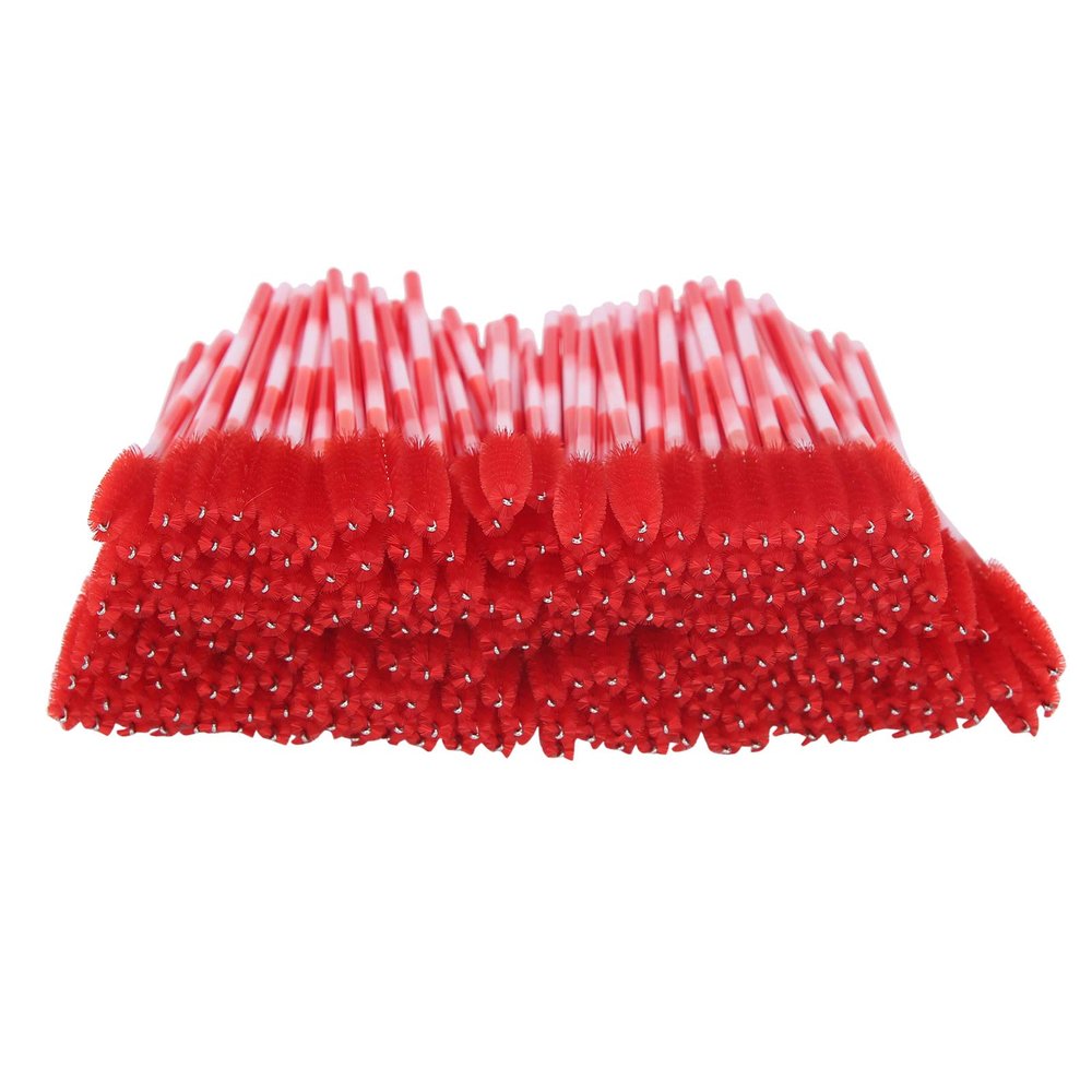 200pcs Mascara Wands Applicator Disposable Eyebrow Brush Set Eyelash Extension Cosmetic Tool Eyebrow Brush Makeup Set(Big red)