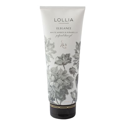 LOLLIA Elegance Shower Gel, 8 fl. oz.  White Amber & Mirabelle  Scented Shower Gel Body Wash, Shea Butter Body Wash, Bath Wash for Women, Beautiful Shower Gel, Moisturizing Body Wash