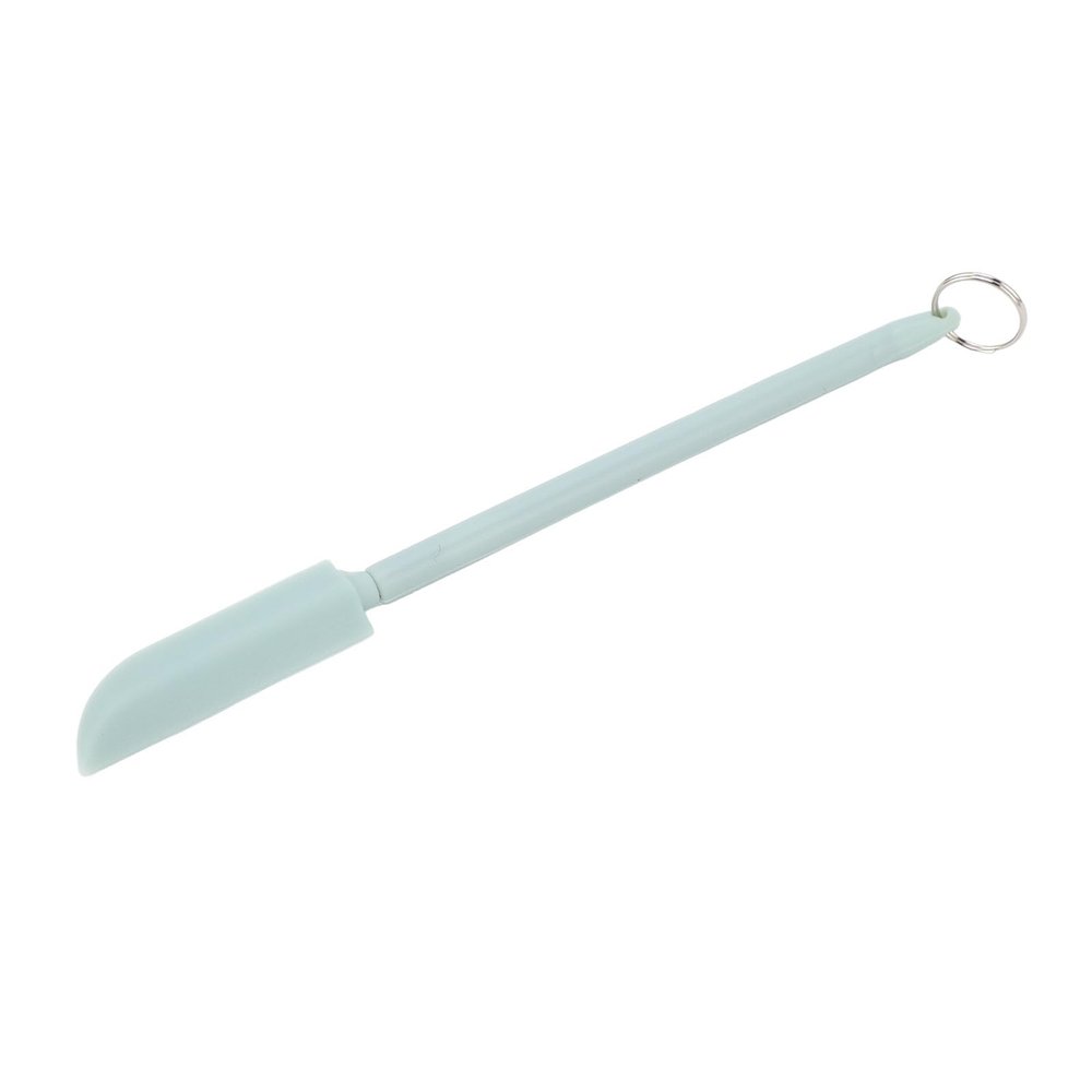 Retractable Silicone Spatula, Mini Telescopic Spatula Spoon Reusable with Hanging Buckle for Cosmetics Lip Gloss, Green