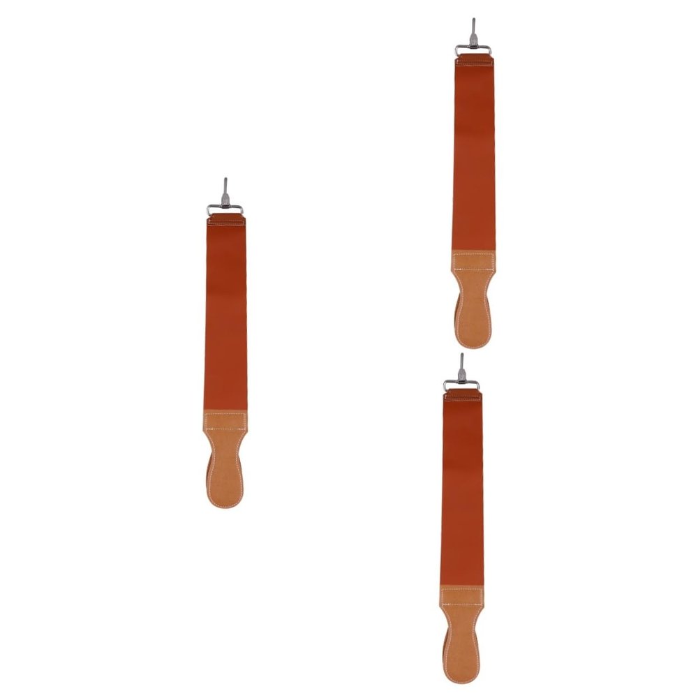 Beavorty 3pcs Leather and Canvas Double-layer Strop with Hanging Buckle for Straight and Blades Cowhide Material for Smoother Shaving
