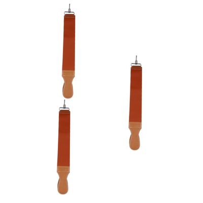FOMIYES 3pcs Leather and Canvas Double-layer Sharpening Strop for Straight and Knives Hanging Buckle for Secure Use Barber Shop