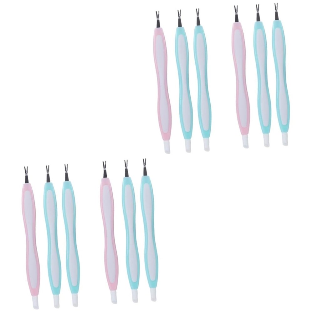 FRCOLOR 2sets Stainless Steel Nail Art Fork Cuticle Remover Dead Skin Pusher Fork for Manicure Tools 3pcs*2 Random Color