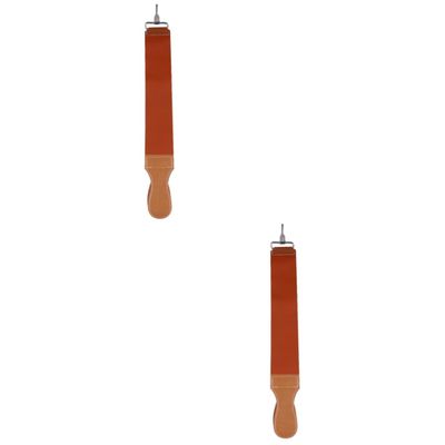 FOMIYES 2pcs Leather and Canvas Double-layer Strop Hanging Buckle for Efficient Blade Sharpening Barber Shops